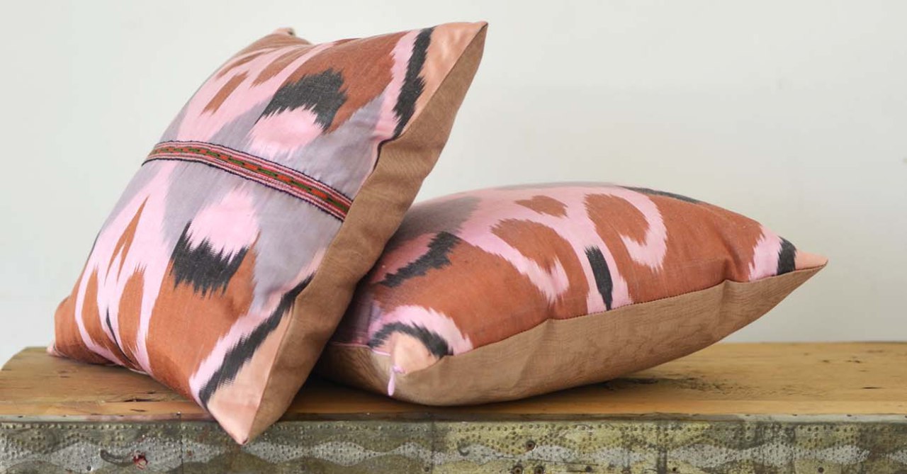 Boho Pillows Ikat Hot Pink