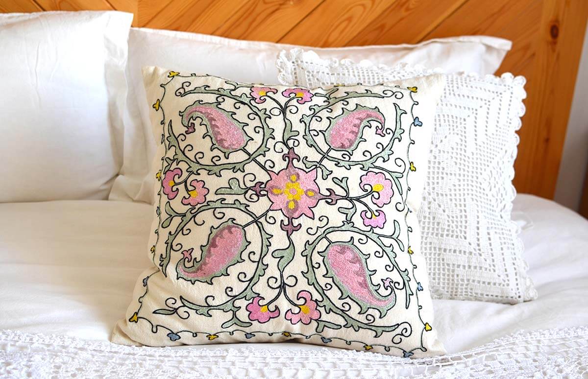 Silk embroidered suzani pillow covers from Uzbekistan