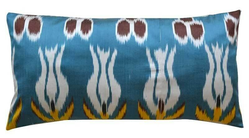 Turquoise blue ikat pillows