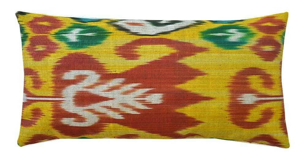 Fall decor mustard color and burgundy ikat pillow cover lumbar size 