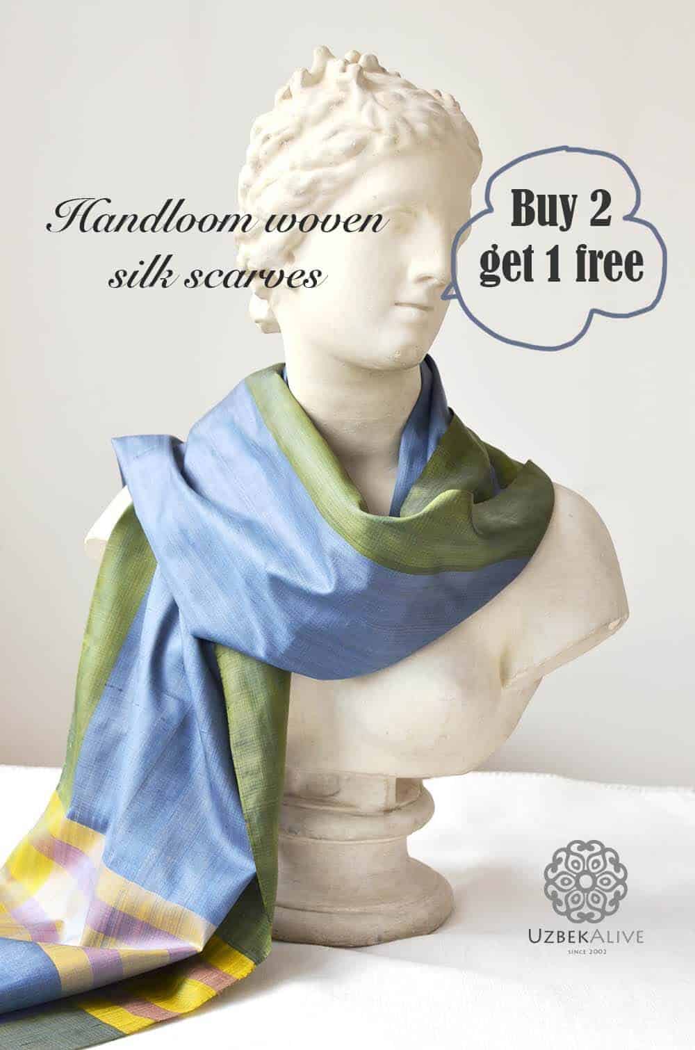 Silk scarves sale buy two get one free