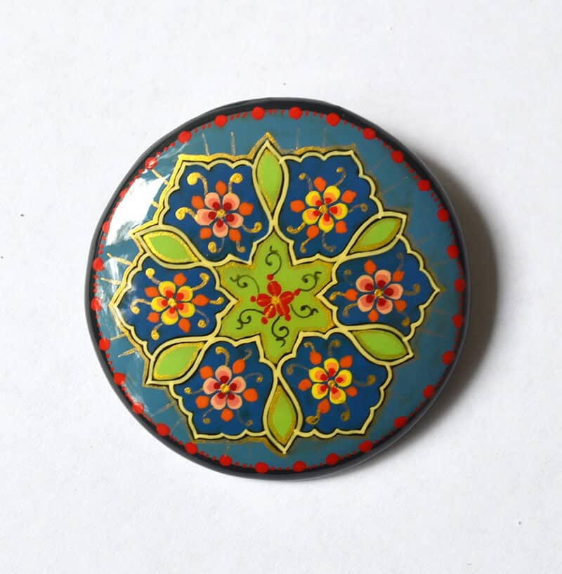 UzbekAlive’s Sky Blue Floral Hand-Painted Brooch
