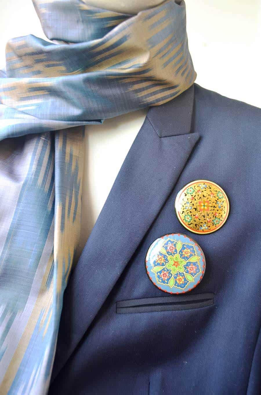 Hand painted lapel pins brooches from Uzbekistan